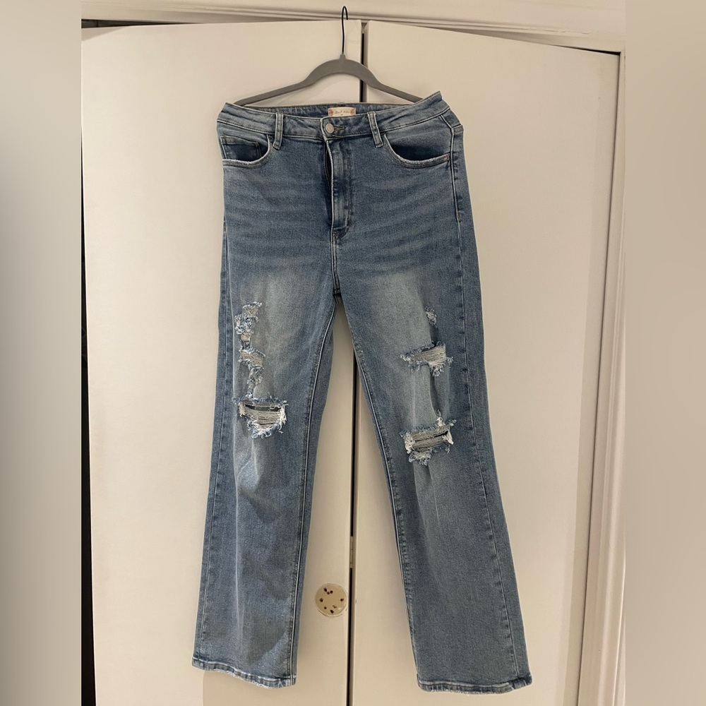 Altar'd State Light Blue Distressed Straight Jeans